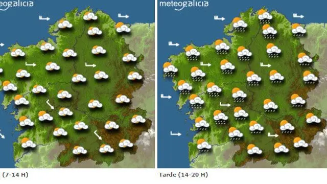Mapa con la previsi&oacute;n de Meteogalicia