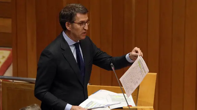 Feijóo, durante o pleno do Parlamento. AGN