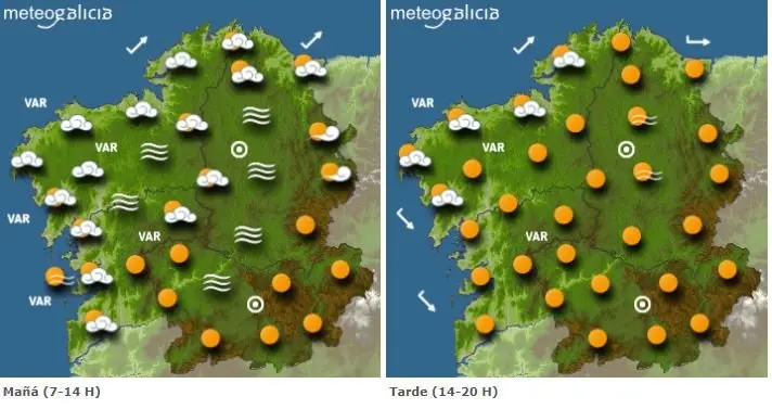 Mapa coa previsi&oacute;n de Meteogalicia. EP