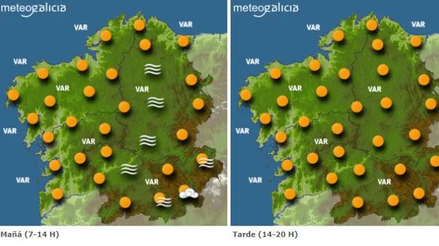 Mapa con la previsi&oacute;n de Meteogalicia