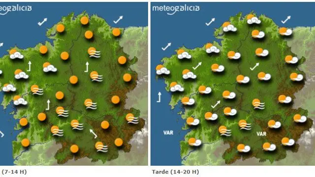 Mapa con la previsi&oacute;n de Meteogalicia