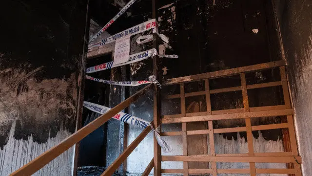 Lugar en el que se produjo el incendio en Huelva. EFE