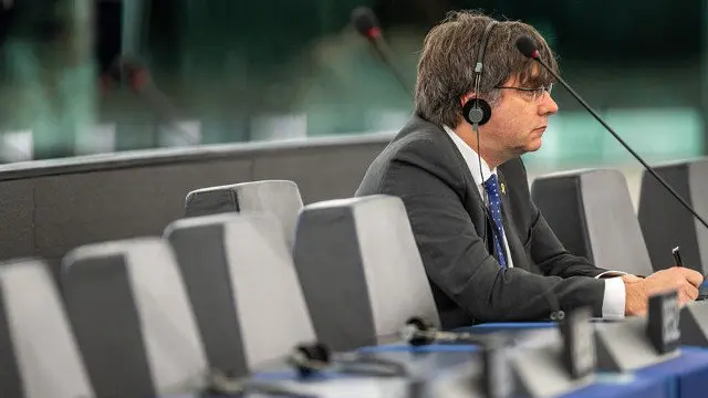 Carles Puigdemont, en el Parlamento Europeo. PATRICK SEEGER