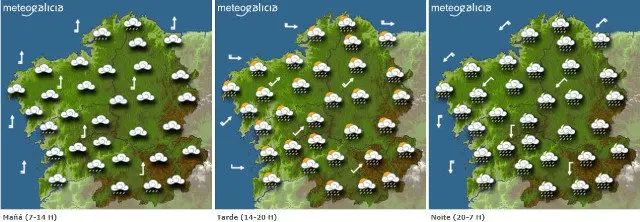 Mapas con las previsiones. METEOGALICIA