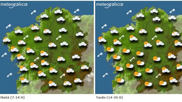 Mapa con la previsi&oacute;n de Meteogalicia