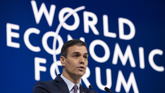 Pedro Sánchez, en su discurso en Davos. EFE
