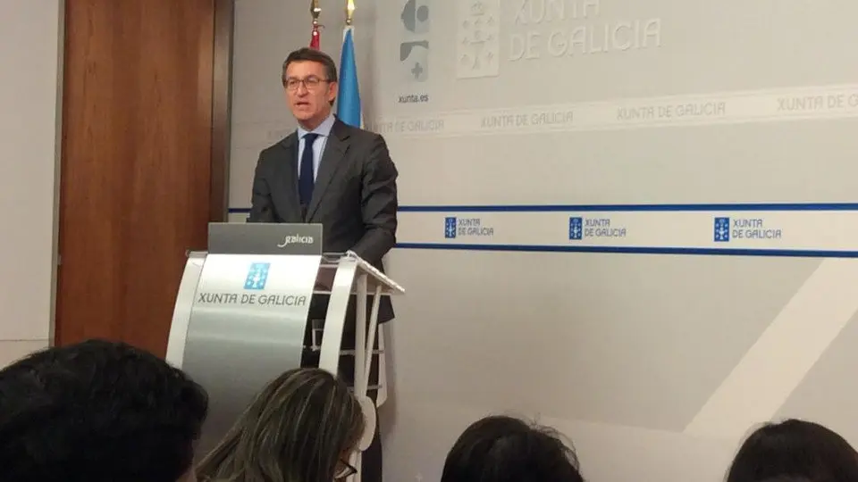 Feijóo, en la rueda de prensa posterior al Consello da Xunta. EP