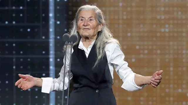 Benedicta, durante su discurso en la gala de los Goya.CHEMA MOYA (Efe)