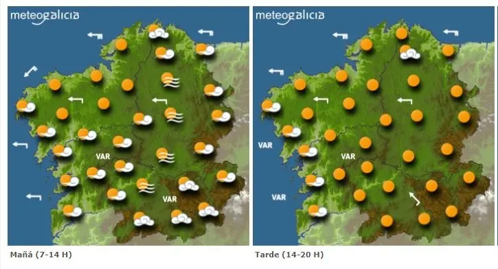 Mapa con la previsi&oacute;n de Meteogalicia