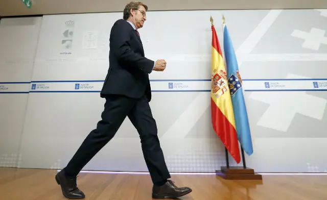 O presidente da Xunta, Alberto Núñez Feijóo na rolda de prensa posterior ao Consello da Xunta. LAVANDEIRA JR. (Efe)