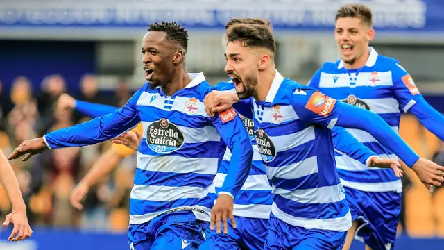 Celebración de los jugadores del Dépor. RCDEPORTIVO