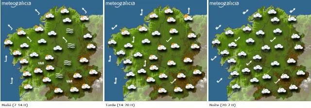 Previsión do tempo para este mércores en Galicia.METEOGALICIA
