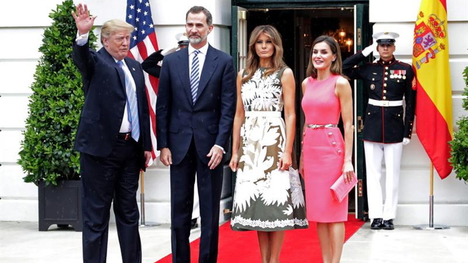 Donald Trump, su mujer Melania Trump, el Rey Felipe VI y la Reina Letizia en su anterior visita. ZIPI