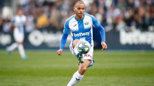 Martin Braithwaite of Leganes in action during the Spanish League, La Liga, football match played between CD Leganes and Real Sociedad at Butarque Stadium on February 01, 2020, in Madrid, Spain.