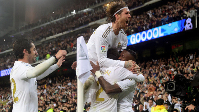 Celebración del gol del Real Madrid. EFE