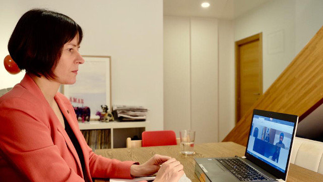 Ana Pontón, en reunión telemática co presidente do Goberno galego e o resto de partidos do Parlamento. BNG