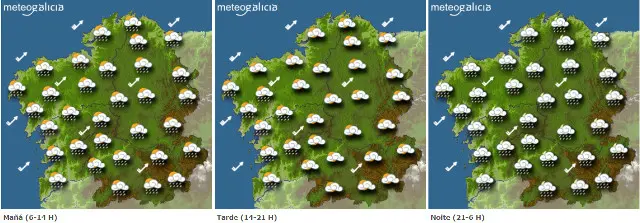 Mapa de la previsi&oacute;in del tiempo para este mi&eacute;rcoles.METEOGALICIA