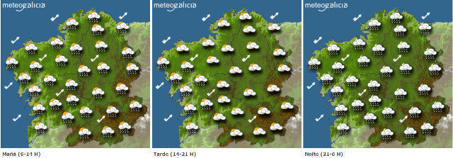 Mapa de la previsióin del tiempo para este miércoles.METEOGALICIA