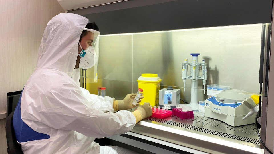 Un sanitario realizando un test PCR. EUROPA PRESS