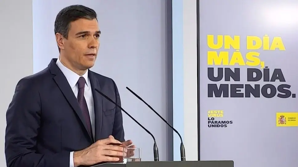 Pedro Sánchez, durante su comparecencia de este sábado MONCLOA