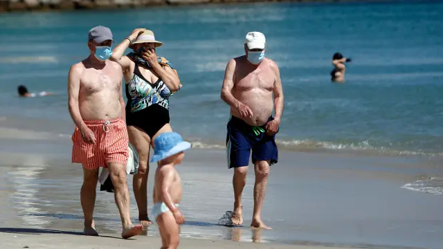 Praia de Silgar, este domingo. JAVIER CERVERA