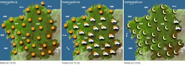 Mapa de la previsi&oacute;n del tiempo para este jueves.METEOGALICIA