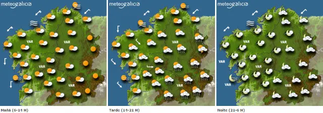 Mapa da previsi&oacute;n do tempo para este s&aacute;bado.METEOGALICIA