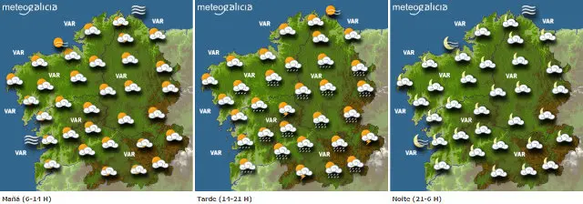 Mapa da previsión do tempo para este domingo en Galicia.METEOGALICIA
