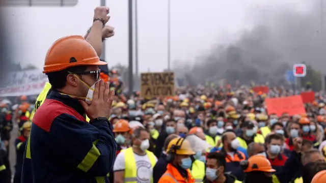 Protestas de los trabajadores de Alcoa. ÁLVEZ