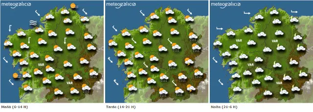 Mapa da previsión do tempo para este xoves.METEOGALICIA