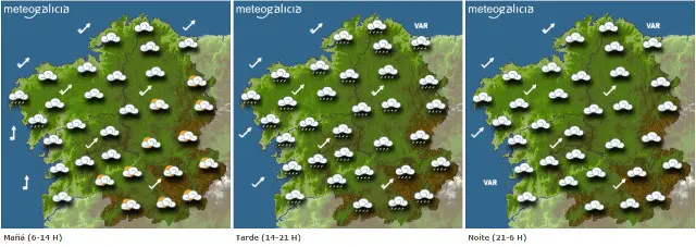 Mapa da previsión do tempo para este venres en Galicia.METEOGALICIA
