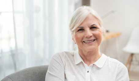 Portrait of smiling senior woman. Concept of lifestyle photo with copy space