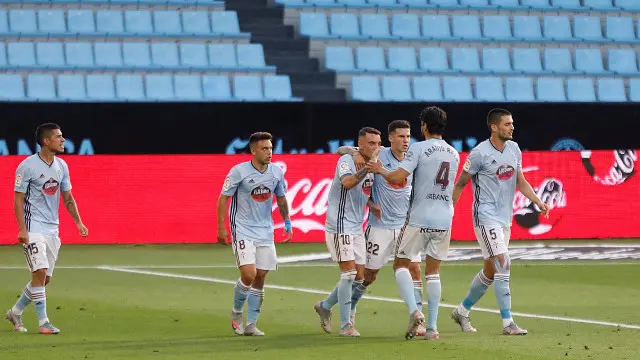 Iago Aspas celebra el segundo gol del Celta ante el Levante. EFE