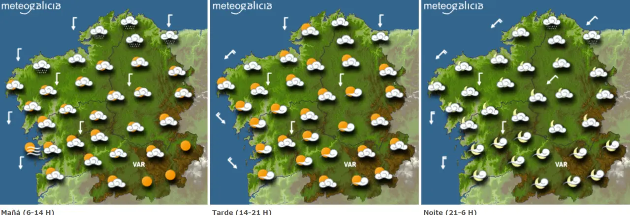 Mapa do tempo para este luns