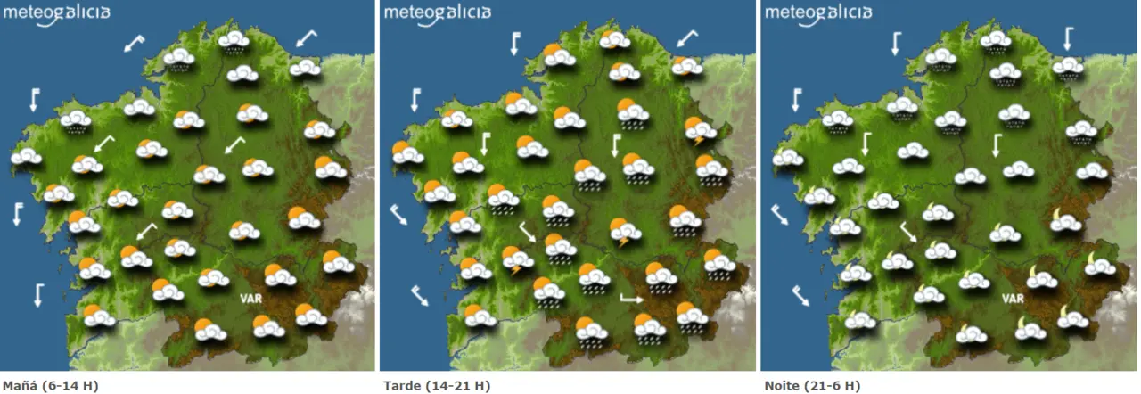 Mapa del tiempo para este martes
