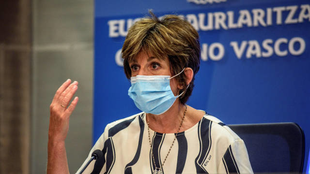 La Consejera de Salud del Gobierno vasco, Nekane Muirga, durante su intervención del pasado 15 de agosto. EFE
