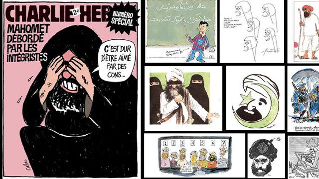 Viñetas de Mahoma incluídas no número de Charlie Hebdo. TWIITER
