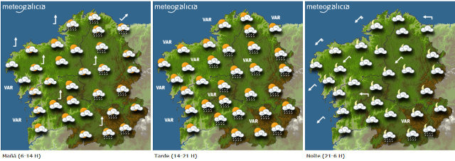 Mapa de la previsión del tiempo para este viernes en Galicia.METEOGALICIA