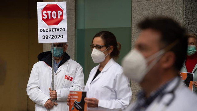 Protesta de médicos, en Navarra. EFE