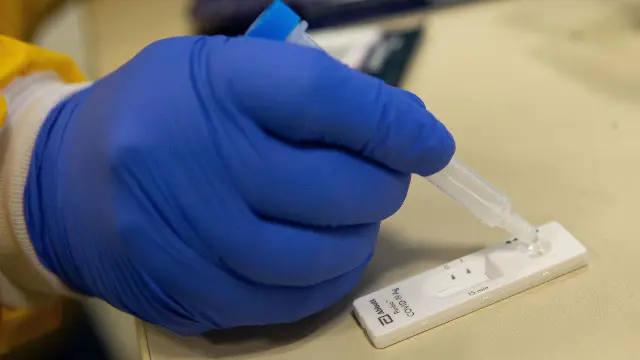 Un sanitario realiza un test de ant&iacute;xenos. EFE