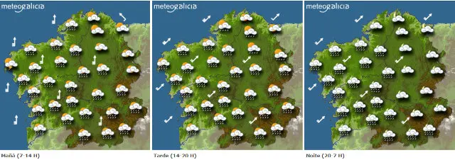 Mapa da previsión do tempo para este domingo.METEOGALICIA