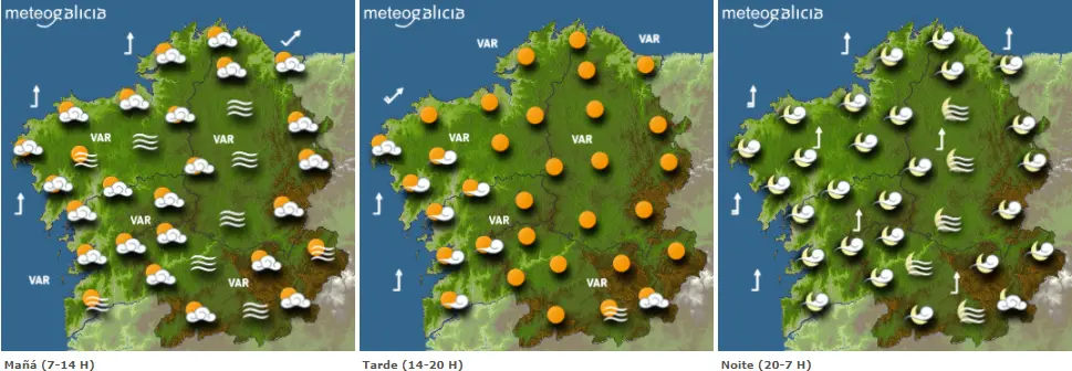 Mapa del tiempo para este martes