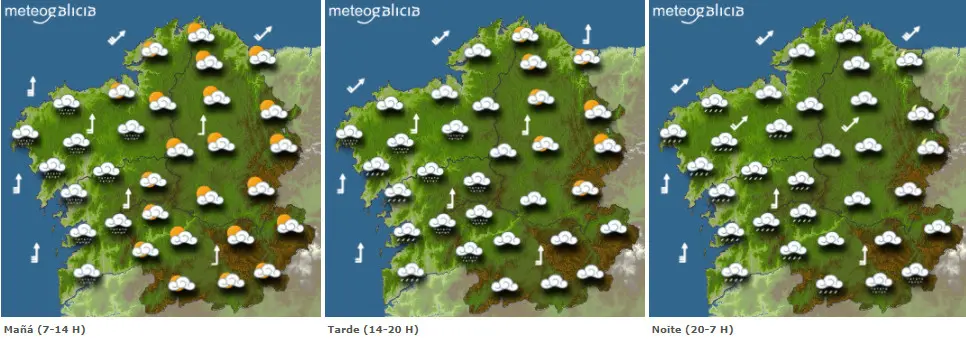 Mapas de predicción del tiempo para este sábado. METEOGALICIA
