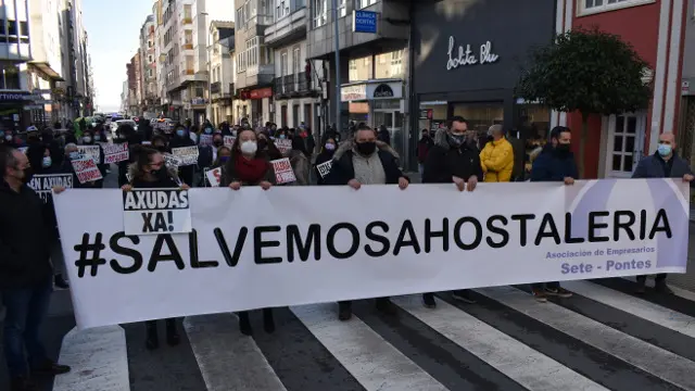 Manifestación solicitando apoyo a la hostelería. ARCHIVO