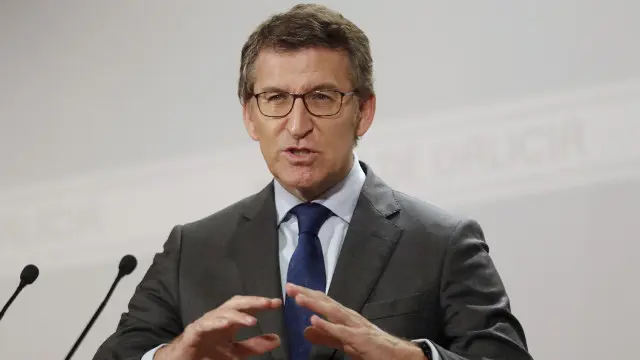 Feijóo, este jueves en Santiago. EFE