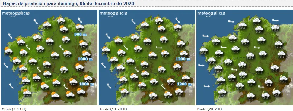 Mapas del tiempo para este domingo
