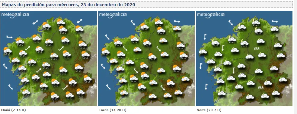 Mapas del tiempo para este miércoles. METEOGALICIA