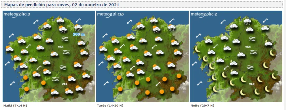Mapas do tempo para este xoves. METEOGALICIA
