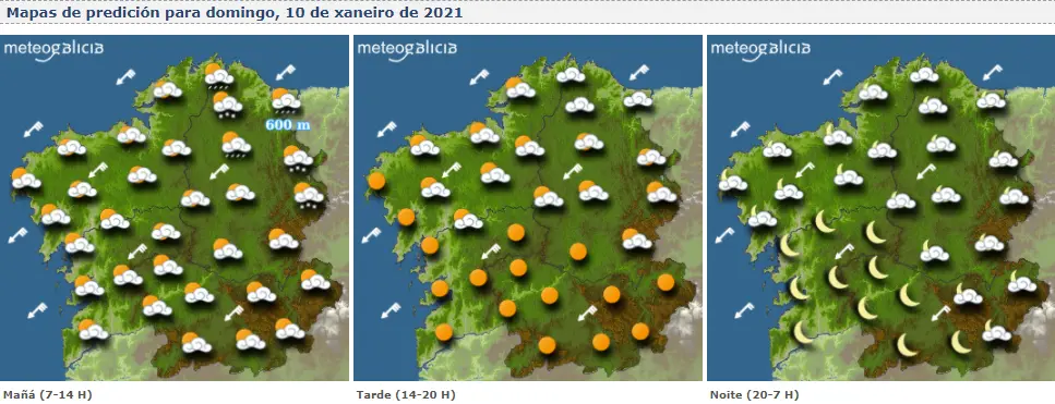 Mapas del tiempo para este domingo. METEOGALICIA