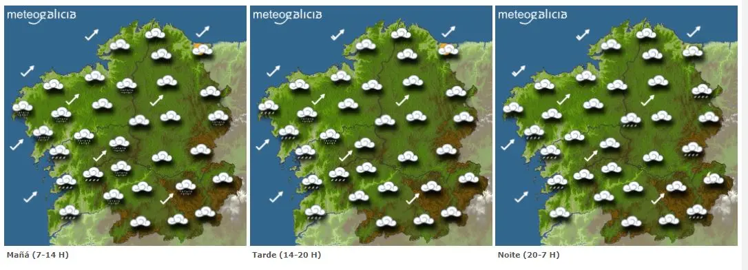 Mapa con la previsión de Meteogalicia